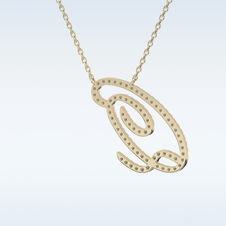 Customized Q Shaped Moissanite Necklace – 0.18 CT Round Cut in 14K/18K Gold