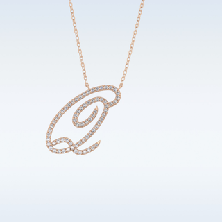 Customized Q Shaped Moissanite Necklace – 0.18 CT Round Cut in 14K/18K Gold