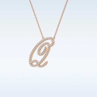 Customized Q Shaped Moissanite Necklace – 0.18 CT Round Cut in 14K/18K Gold