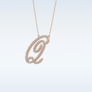 Customized Q Shaped Moissanite Necklace – 0.18 CT Round Cut in 14K/18K Gold