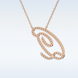 Customized Q Shaped Moissanite Necklace – 0.18 CT Round Cut in 14K/18K Gold