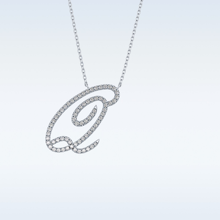 Customized Q Shaped Moissanite Necklace – 0.18 CT Round Cut in 14K/18K Gold
