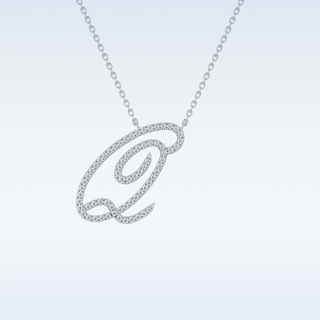 Customized Q Shaped Moissanite Necklace – 0.18 CT Round Cut in 14K/18K Gold