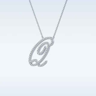 Customized Q Shaped Moissanite Necklace – 0.18 CT Round Cut in 14K/18K Gold