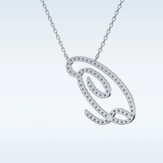 Customized Q Shaped Moissanite Necklace – 0.18 CT Round Cut in 14K/18K Gold