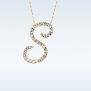 Customized S Shaped Moissanite Necklace – 0.58 CT Round Cut in 14K/18K Gold