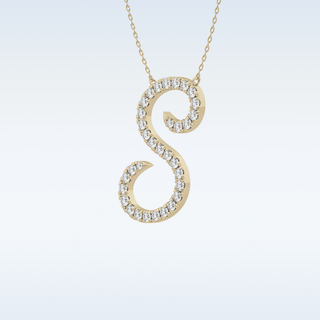 Customized S Shaped Moissanite Necklace – 0.58 CT Round Cut in 14K/18K Gold