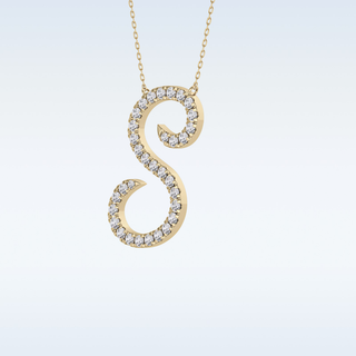 Customized S Shaped Moissanite Necklace – 0.58 CT Round Cut in 14K/18K Gold