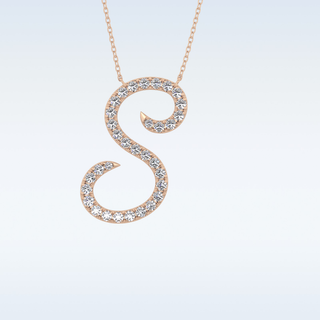 Customized S Shaped Moissanite Necklace – 0.58 CT Round Cut in 14K/18K Gold