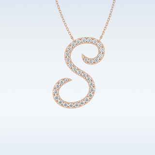 Customized S Shaped Moissanite Necklace – 0.58 CT Round Cut in 14K/18K Gold