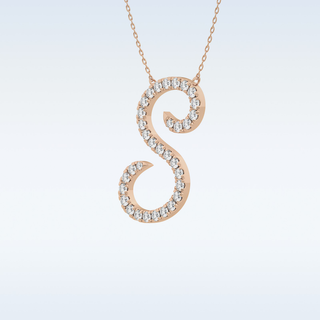 Customized S Shaped Moissanite Necklace – 0.58 CT Round Cut in 14K/18K Gold