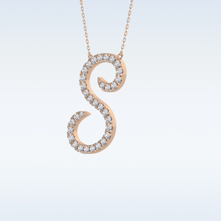 Customized S Shaped Moissanite Necklace – 0.58 CT Round Cut in 14K/18K Gold