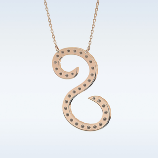 Customized S Shaped Moissanite Necklace – 0.58 CT Round Cut in 14K/18K Gold