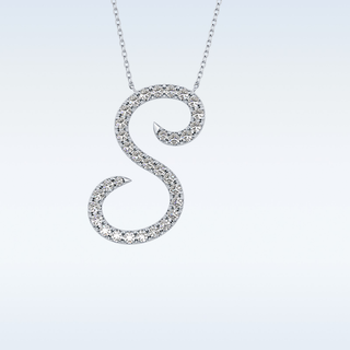 Customized S Shaped Moissanite Necklace – 0.58 CT Round Cut in 14K/18K Gold