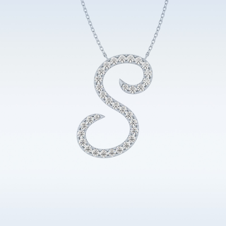 Customized S Shaped Moissanite Necklace – 0.58 CT Round Cut in 14K/18K Gold