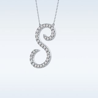 Customized S Shaped Moissanite Necklace – 0.58 CT Round Cut in 14K/18K Gold
