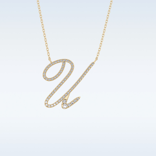 Customized U Shaped Moissanite Necklace – 0.15 CT Round Cut in 14K/18K Gold