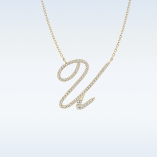 Customized U Shaped Moissanite Necklace – 0.15 CT Round Cut in 14K/18K Gold