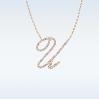Customized U Shaped Moissanite Necklace – 0.15 CT Round Cut in 14K/18K Gold