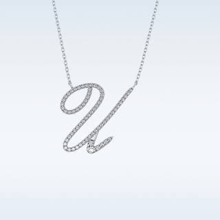 Customized U Shaped Moissanite Necklace – 0.15 CT Round Cut in 14K/18K Gold