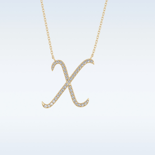 Customized X Shaped Moissanite Necklace – 0.13 CT Round Cut in 14K/18K Gold