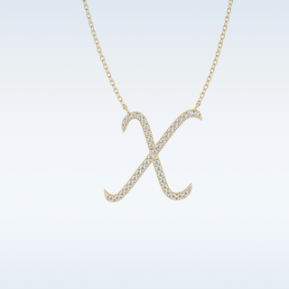 Customized X Shaped Moissanite Necklace – 0.13 CT Round Cut in 14K/18K Gold
