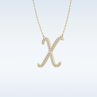 Customized X Shaped Moissanite Necklace – 0.13 CT Round Cut in 14K/18K Gold