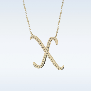 Customized X Shaped Moissanite Necklace – 0.13 CT Round Cut in 14K/18K Gold