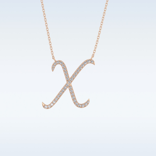 Customized X Shaped Moissanite Necklace – 0.13 CT Round Cut in 14K/18K Gold