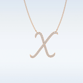 Customized X Shaped Moissanite Necklace – 0.13 CT Round Cut in 14K/18K Gold