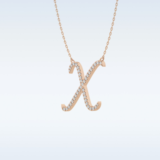 Customized X Shaped Moissanite Necklace – 0.13 CT Round Cut in 14K/18K Gold