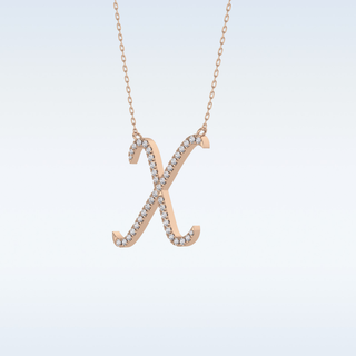 Customized X Shaped Moissanite Necklace – 0.13 CT Round Cut in 14K/18K Gold