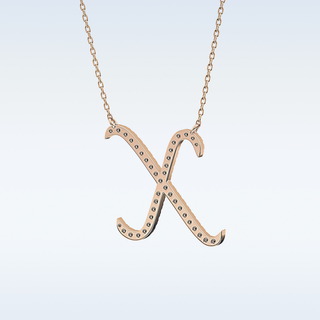 Customized X Shaped Moissanite Necklace – 0.13 CT Round Cut in 14K/18K Gold