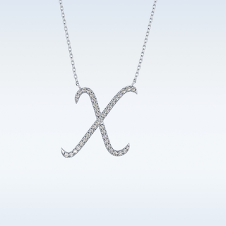 Customized X Shaped Moissanite Necklace – 0.13 CT Round Cut in 14K/18K Gold