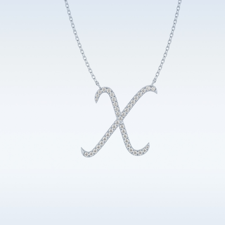 Customized X Shaped Moissanite Necklace – 0.13 CT Round Cut in 14K/18K Gold