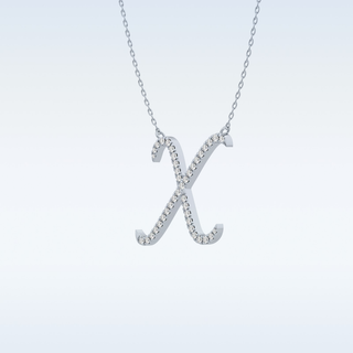 Customized X Shaped Moissanite Necklace – 0.13 CT Round Cut in 14K/18K Gold