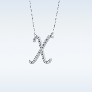 Customized X Shaped Moissanite Necklace – 0.13 CT Round Cut in 14K/18K Gold