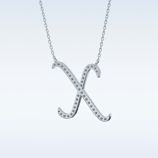 Customized X Shaped Moissanite Necklace – 0.13 CT Round Cut in 14K/18K Gold