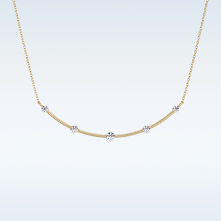 Beautiful Curved Moissanite Necklace – 0.31 CT Round Cut in 14K/18K Gold 10
