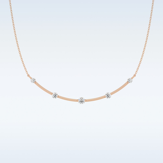 Beautiful Curved Moissanite Necklace – 0.31 CT Round Cut in 14K/18K Gold 14