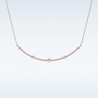 Beautiful Curved Moissanite Necklace – 0.31 CT Round Cut in 14K/18K Gold 16
