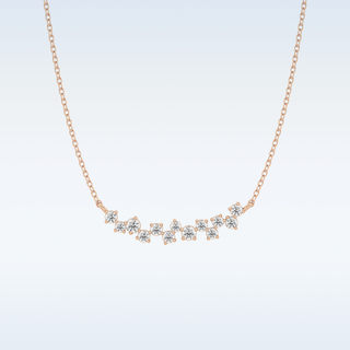 Cluster Style Moissanite Necklace – 0.24 CT Round Cut in 14K/18K Gold 14