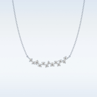 Cluster Style Moissanite Necklace – 0.24 CT Round Cut in 14K/18K Gold 2