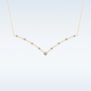 V Shaped Moissanite Necklace – 0.33 CT Round Cut in 14K/18K Gold