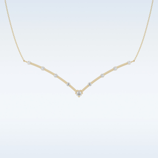 V Shaped Moissanite Necklace – 0.33 CT Round Cut in 14K/18K Gold
