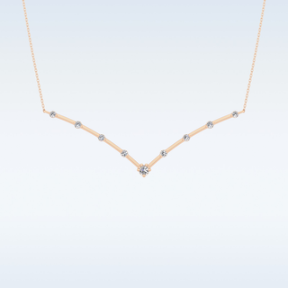 V Shaped Moissanite Necklace – 0.33 CT Round Cut in 14K/18K Gold