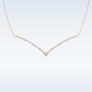 V Shaped Moissanite Necklace – 0.33 CT Round Cut in 14K/18K Gold