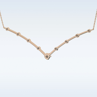 V Shaped Moissanite Necklace – 0.33 CT Round Cut in 14K/18K Gold