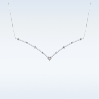 V Shaped Moissanite Necklace – 0.33 CT Round Cut in 14K/18K Gold