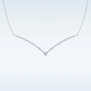 V Shaped Moissanite Necklace – 0.33 CT Round Cut in 14K/18K Gold